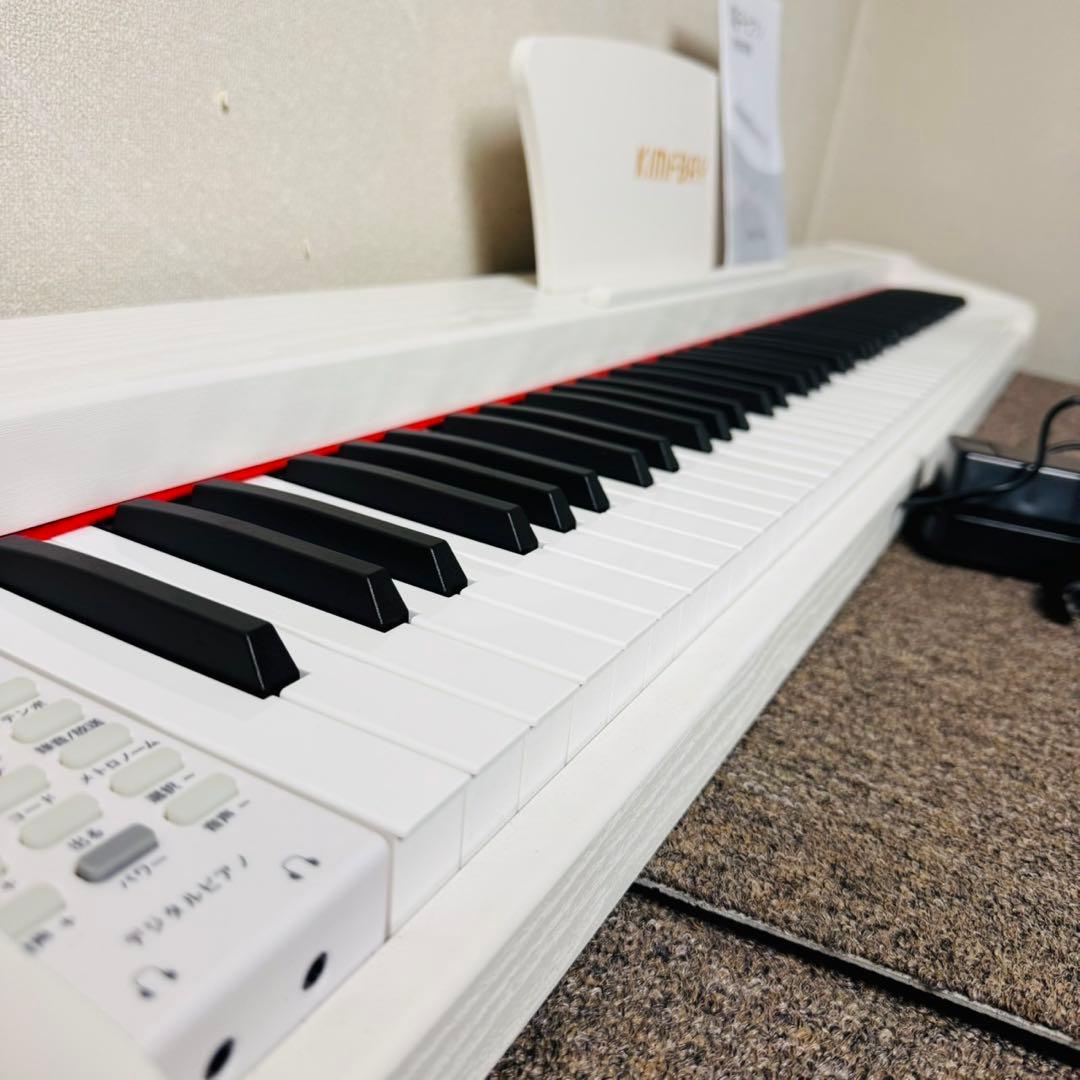 C80美品✨ KIMFBAY 卓上電子ピアノ 88鍵盤 ペダル付き 木製