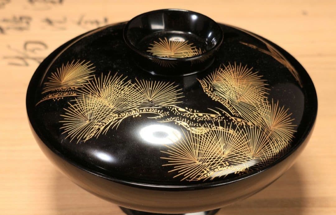 【良品】輪島塗/吸物椀/松鶴/沈金/時絵/5客セット漆食器