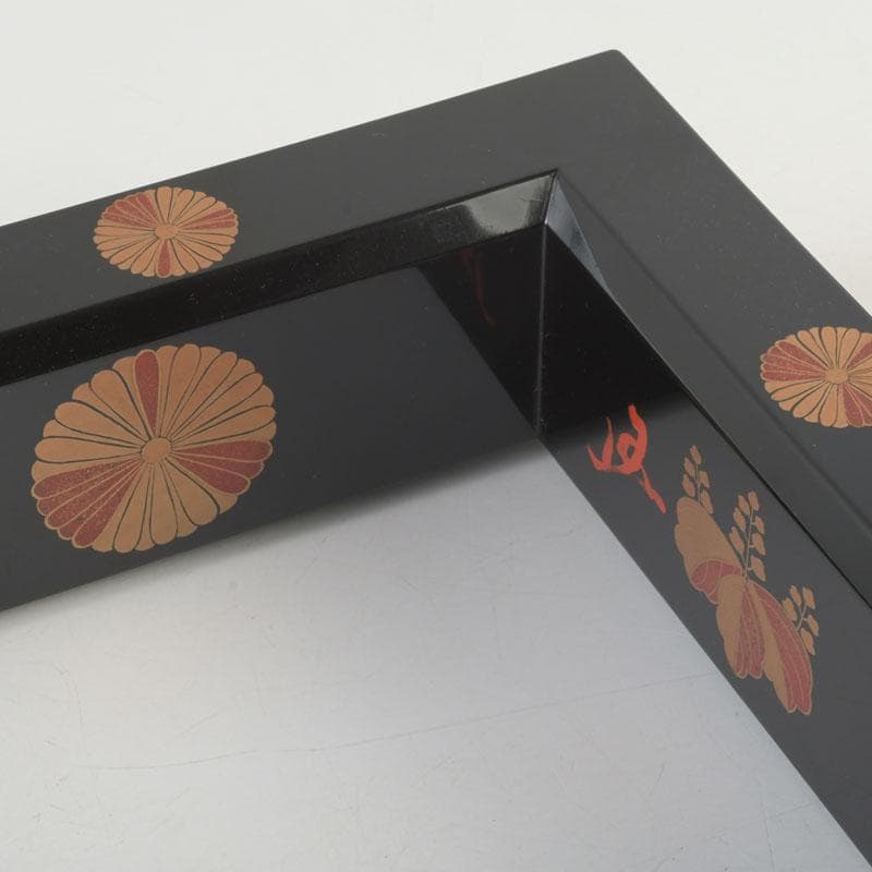 茶道具　黒漆　高台寺蒔絵　炉縁　在銘　共箱　V　9892A
