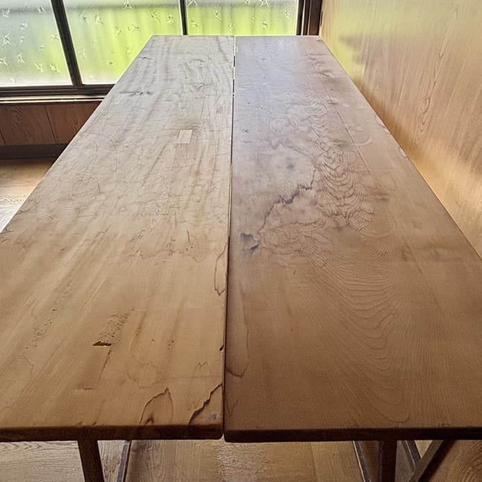 裁ち台　木製　一枚板　二枚組　脚付き　166.7×80×78（組んだサイズ）