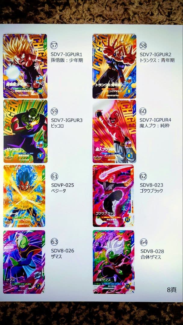 ドラゴンボールSDBH、SDVカード