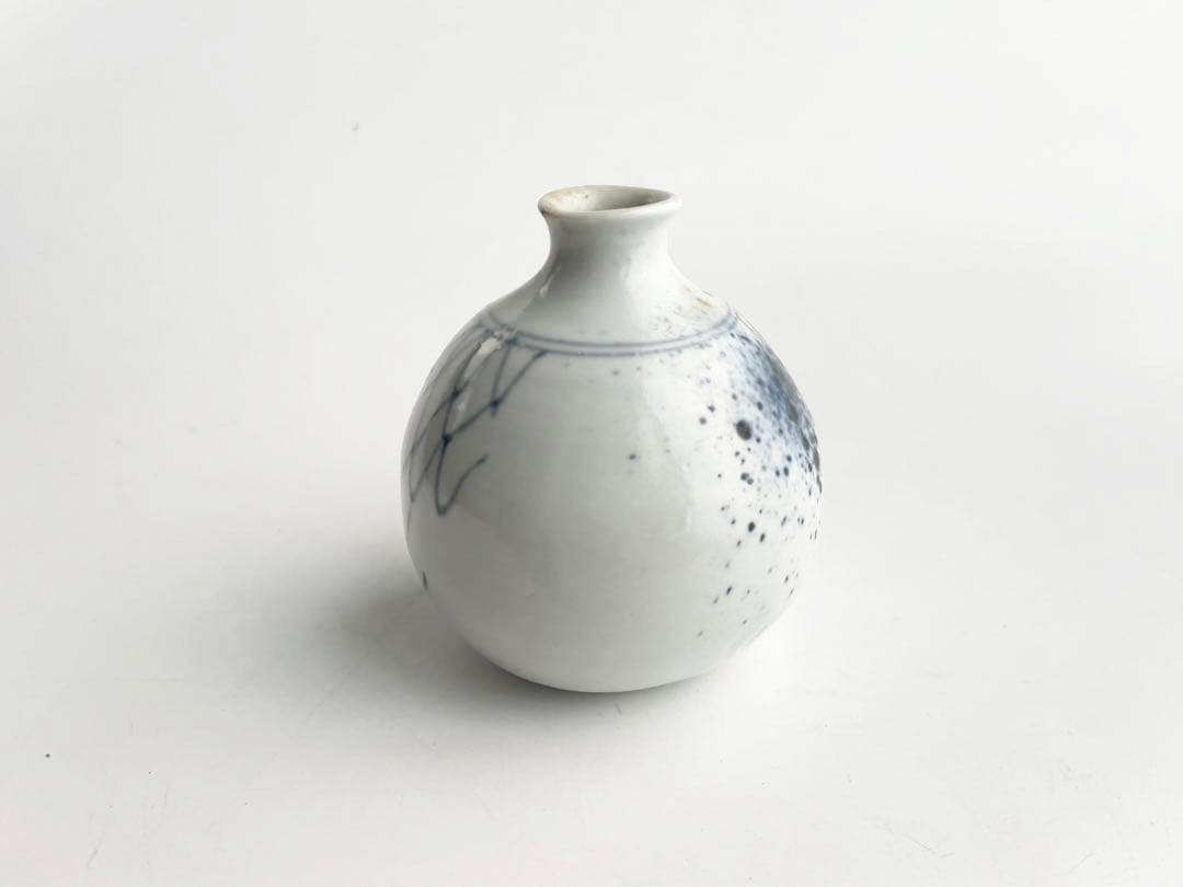陶芸家　作家物　加藤静允　染付　網目文　徳利　酒器　一輪挿し　初期伊万里写　共箱