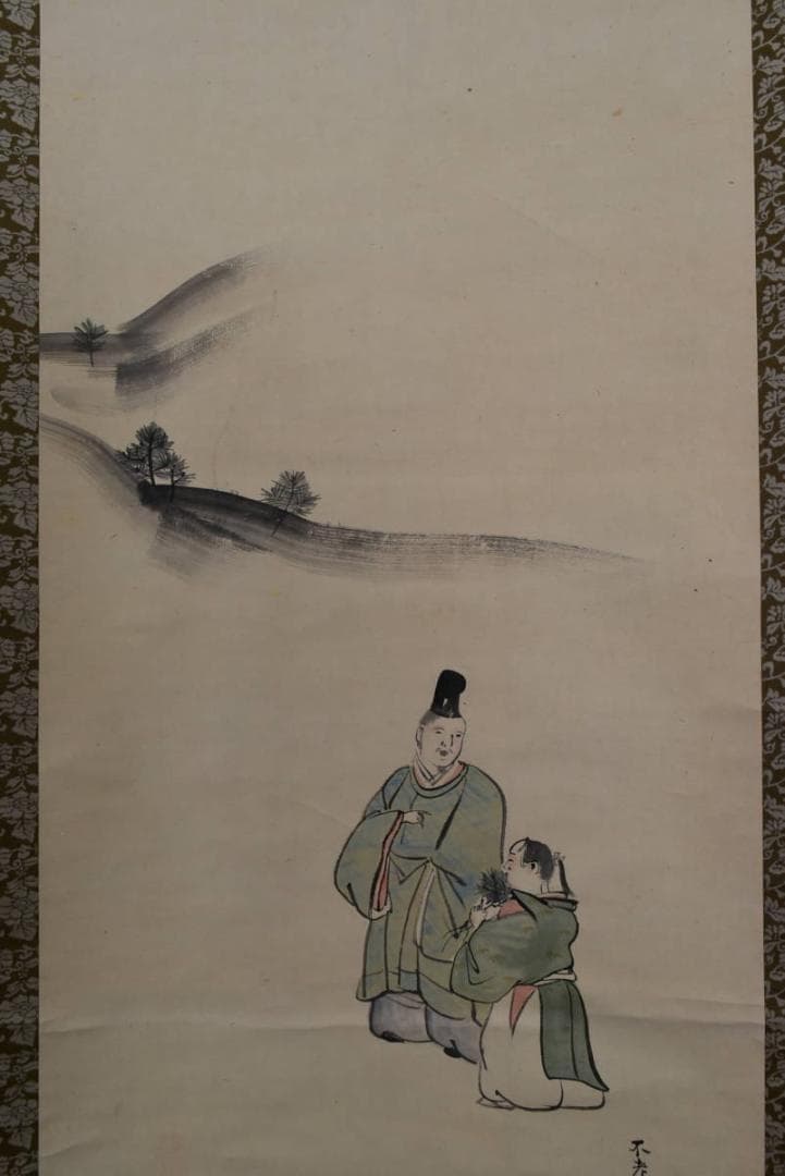【模写】下村観山/人物図/三幅対/掛軸/名家伝来/AA-897