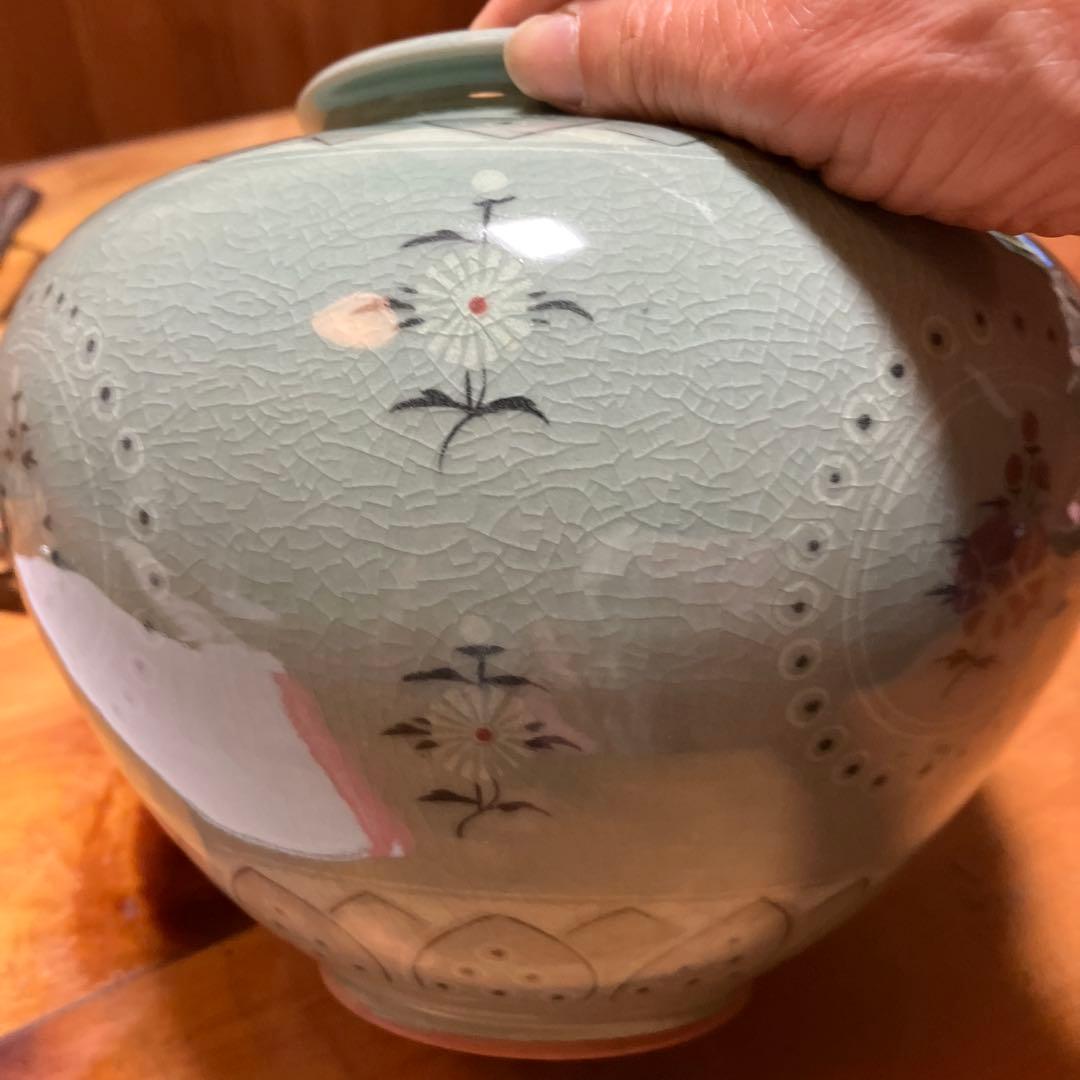 高麗青磁　壺　古岩窯 南正植作　箱付き