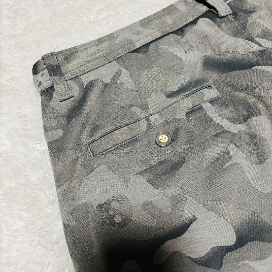 美品 マークアンドロナ パンツ グレー カモフラ 迷彩 スカル ストレッチ L