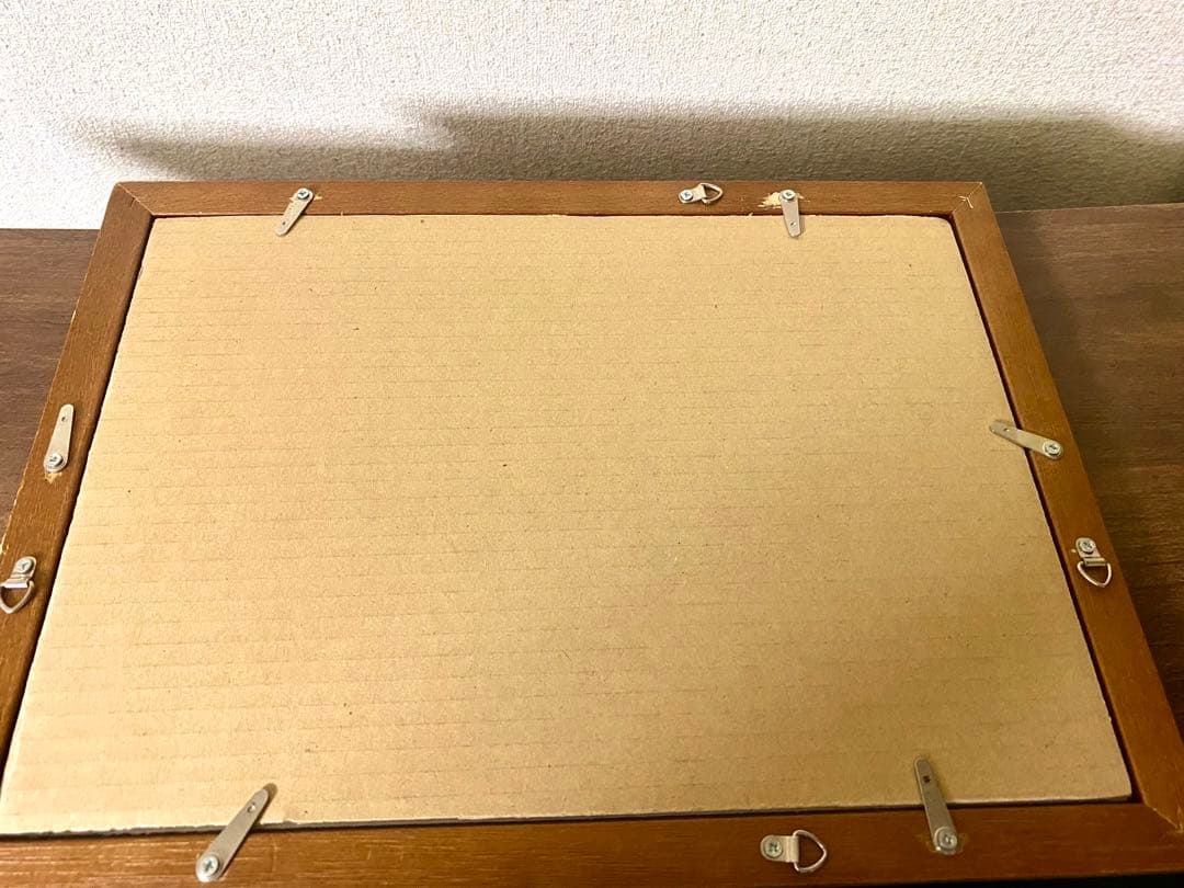 いわくつき現代絵画3点　木製額つき