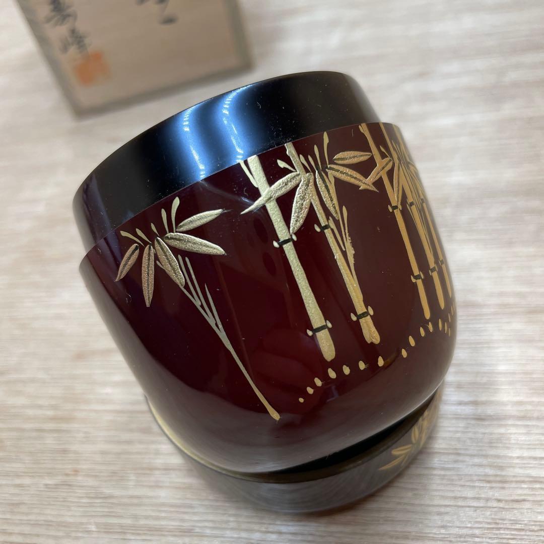 【未使用品】　茶道具　 棗　竹時絵　寿峰作