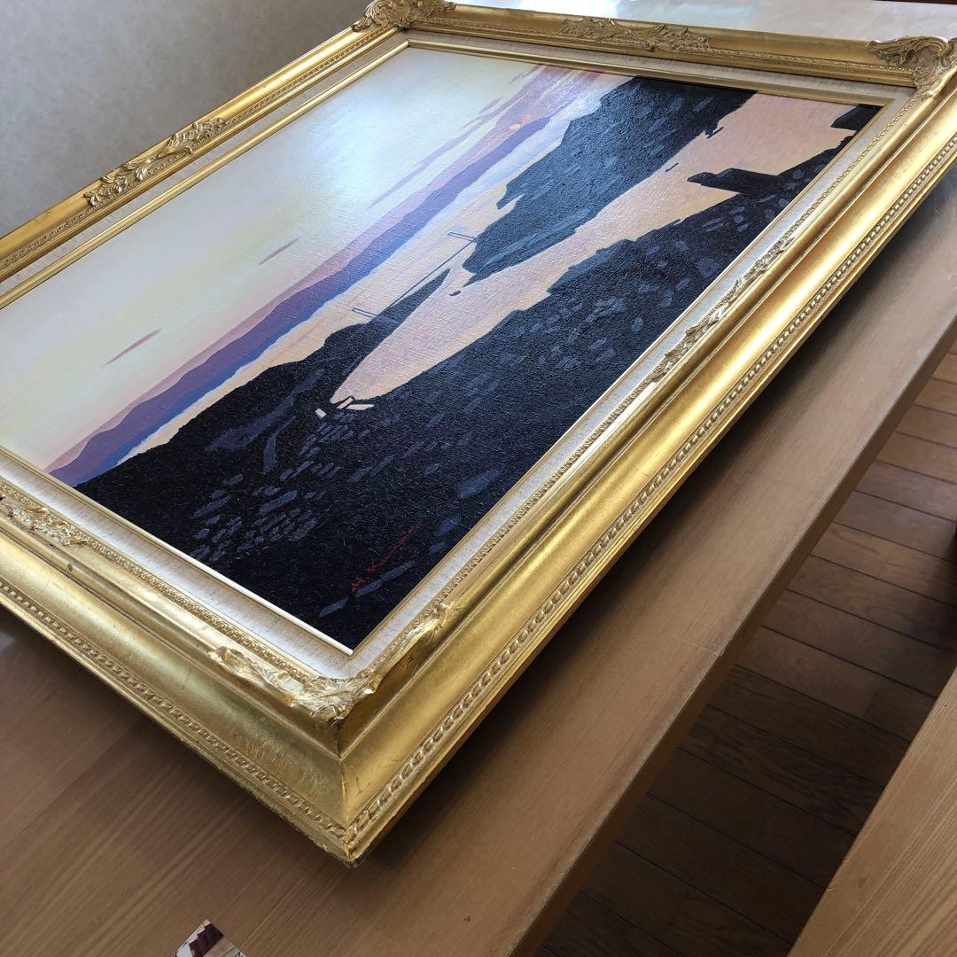 油彩　油絵　作者不詳　尾道？　額付絵画