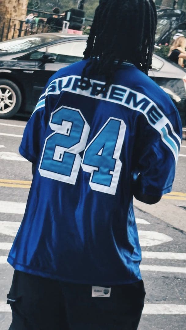 supreme jacquard rib football jersey ピンク