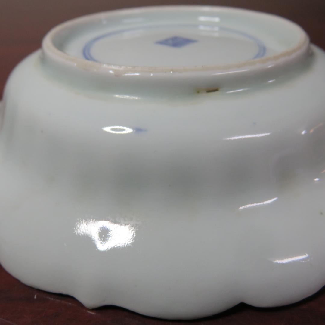 中皿 4枚 鳥 花 染付 古伊万里 上手物 明治