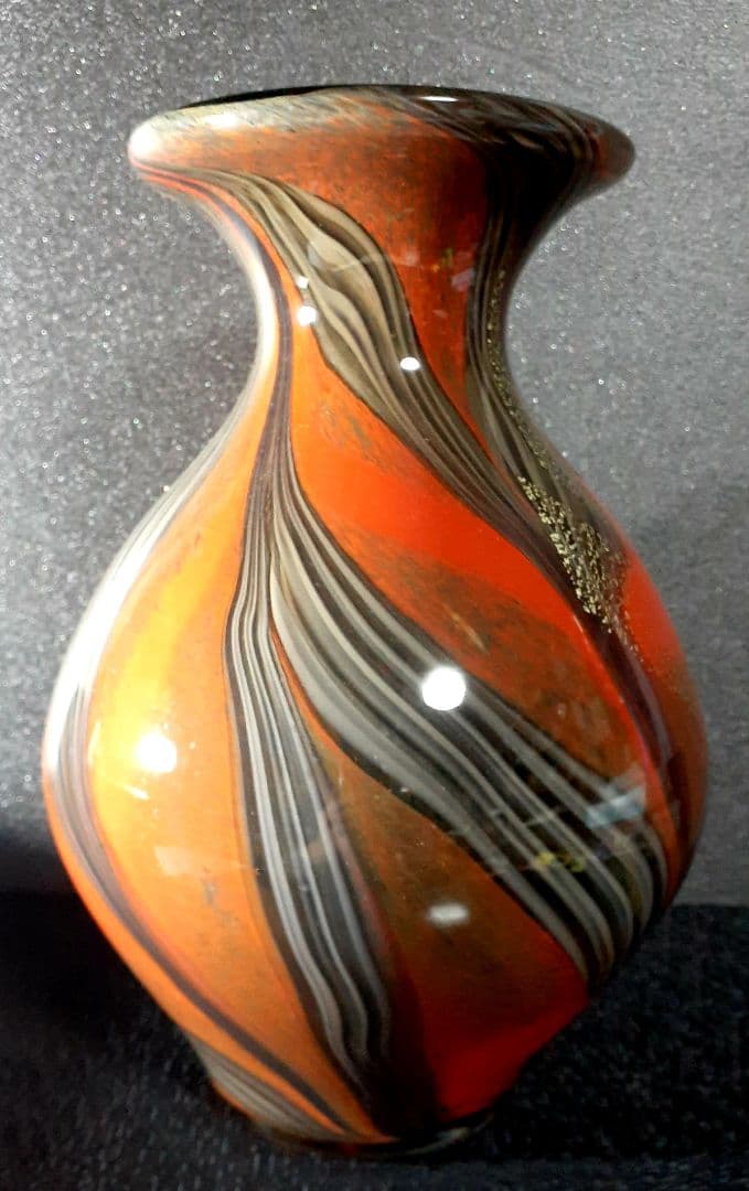 津軽びいどろ【北洋硝子】1970年代 ハンドメイド 工芸ガラス ビードロ 花瓶
