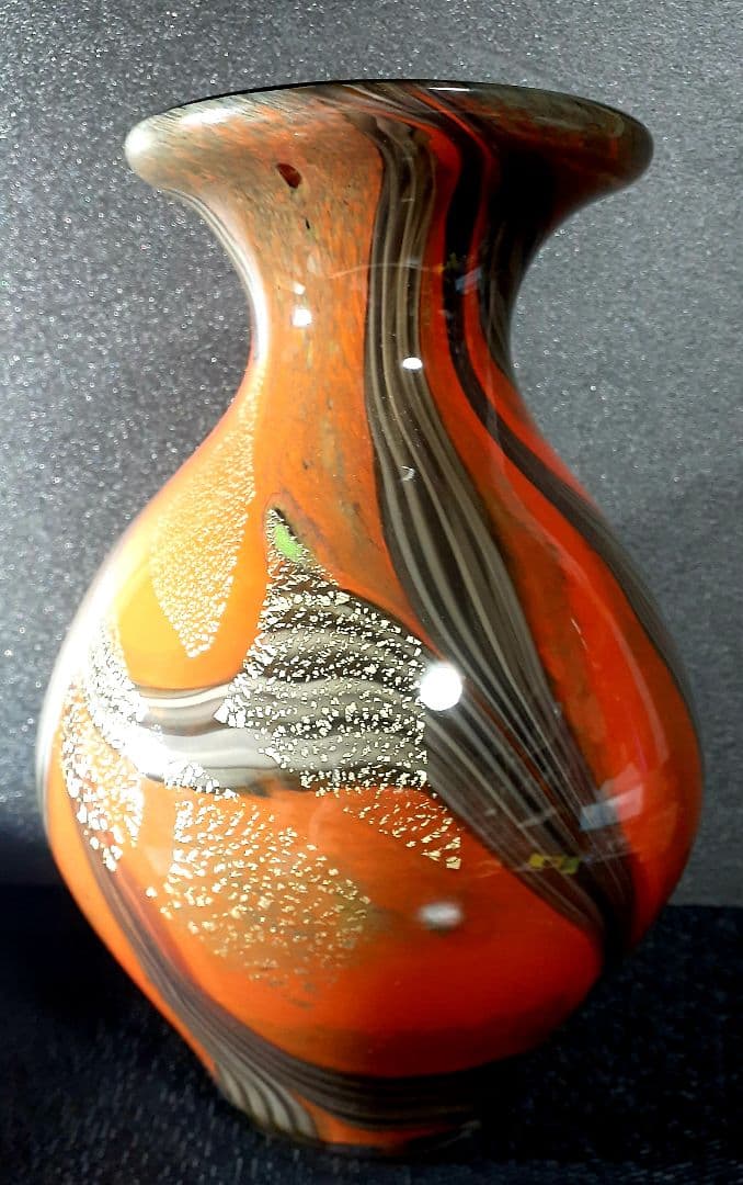 津軽びいどろ【北洋硝子】1970年代 ハンドメイド 工芸ガラス ビードロ 花瓶