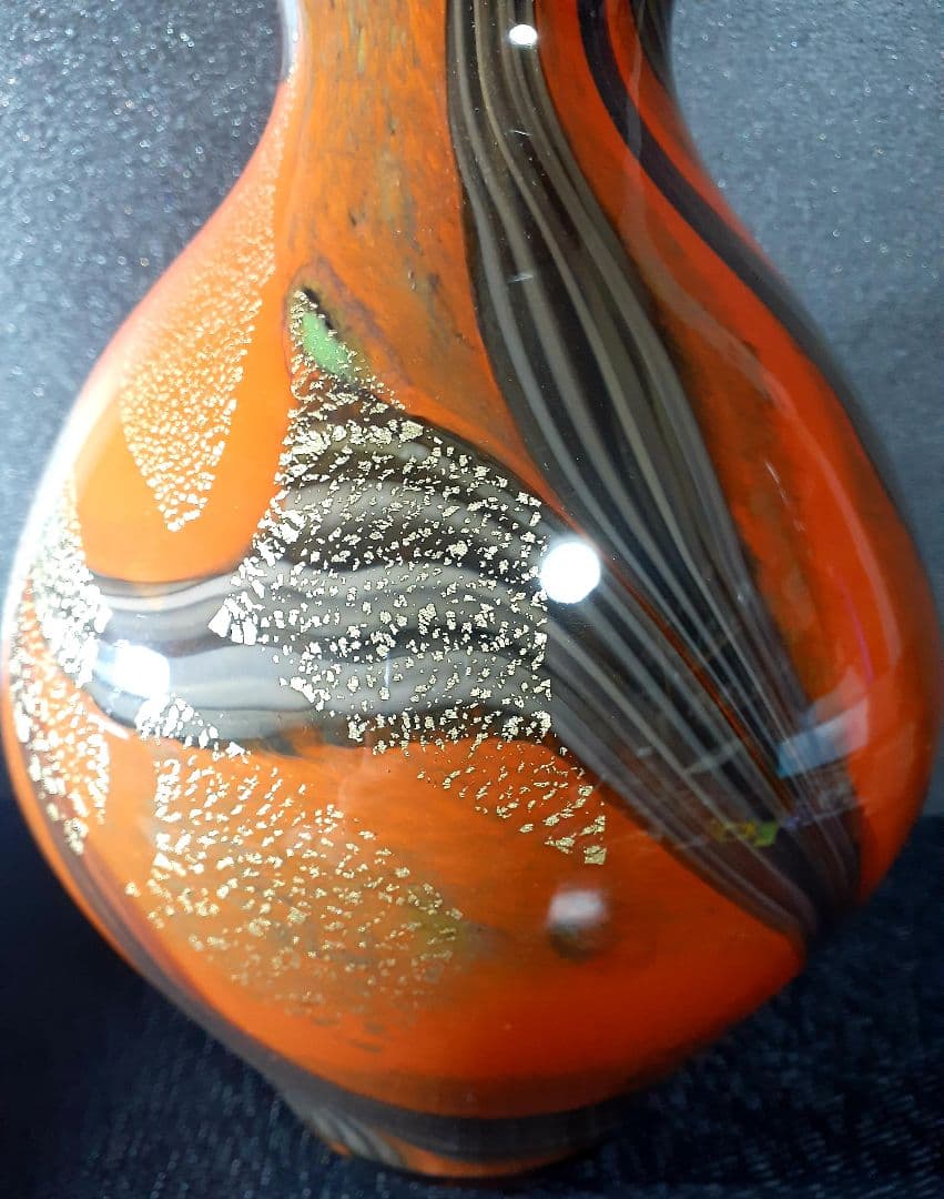 津軽びいどろ【北洋硝子】1970年代 ハンドメイド 工芸ガラス ビードロ 花瓶