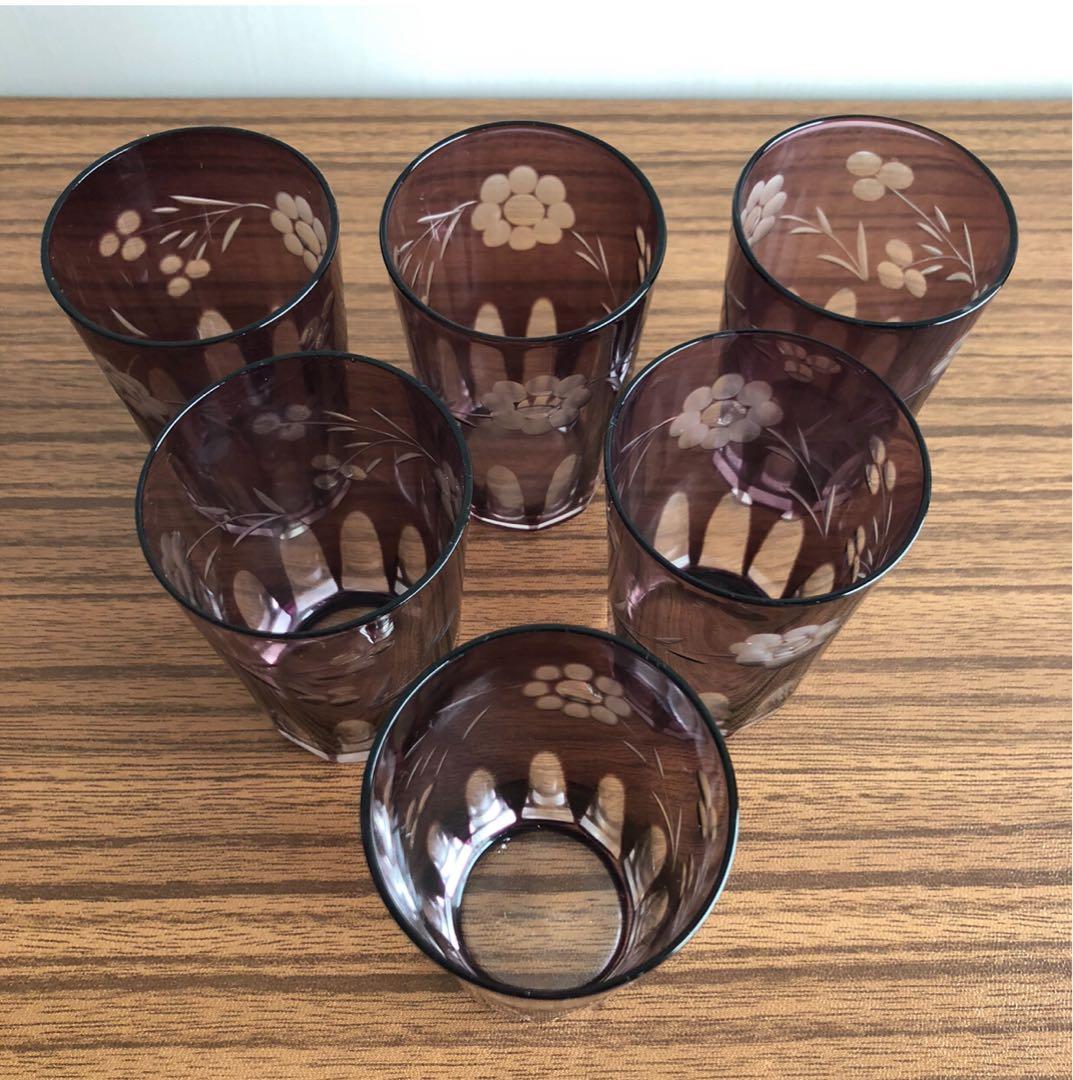 ＊当時物 大正浪漫 モダン切子 アールデコグラス６個セット