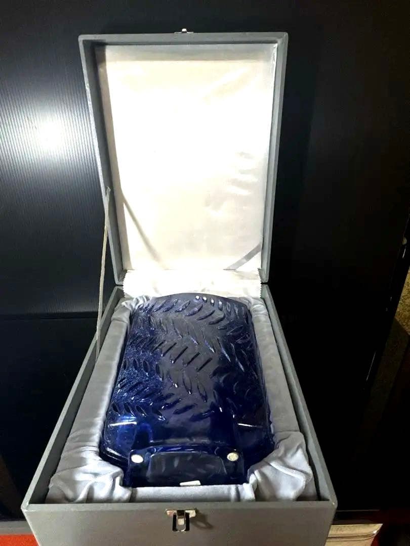 特大 Daum France クリスタル 青マーブル ガラス 花瓶 廃盤 貴重