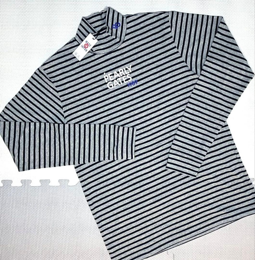 PEARLY GATES ベア天竺 ハイネックカットソー（GRAYボーダー／4）