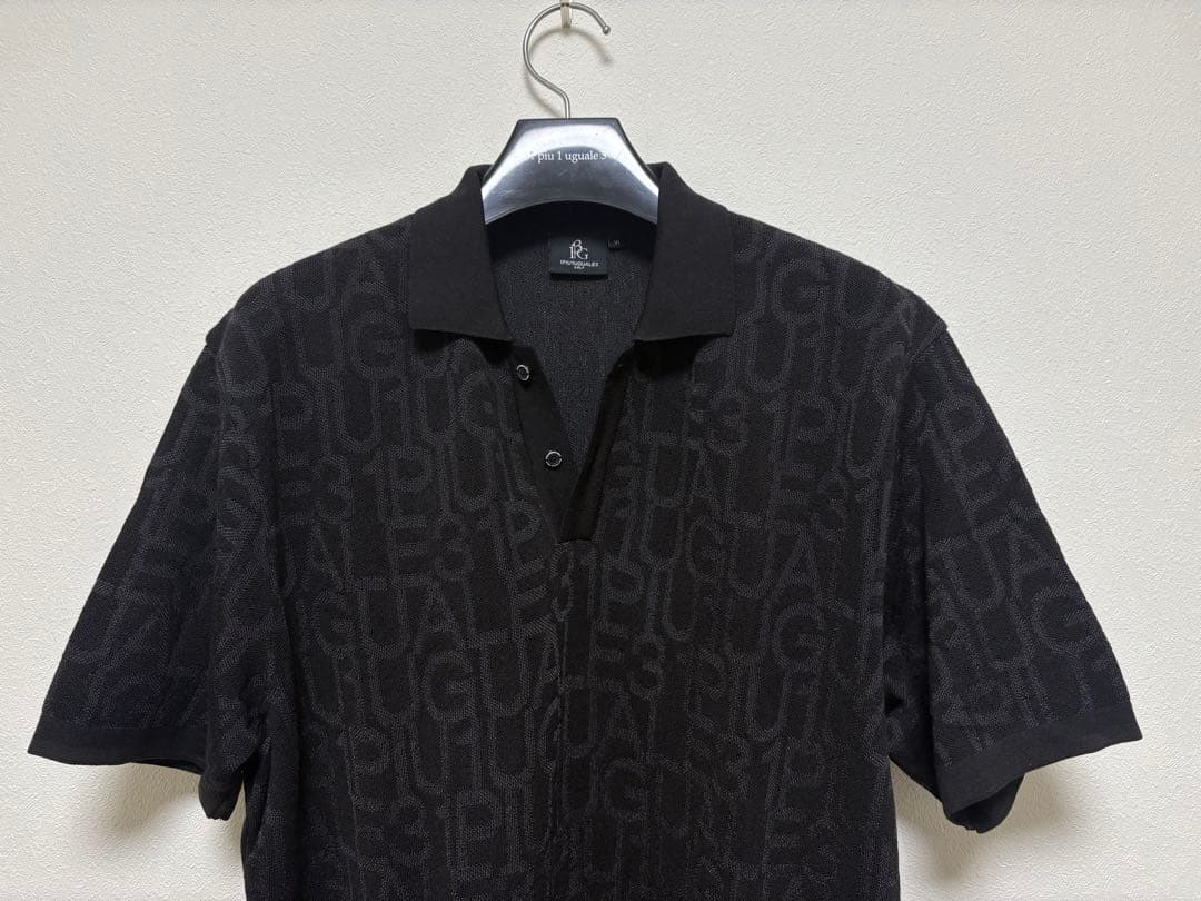 新品1PIU1UGUALE3 GOLF定4.7万円24SS半袖ニットポロシャツ黒