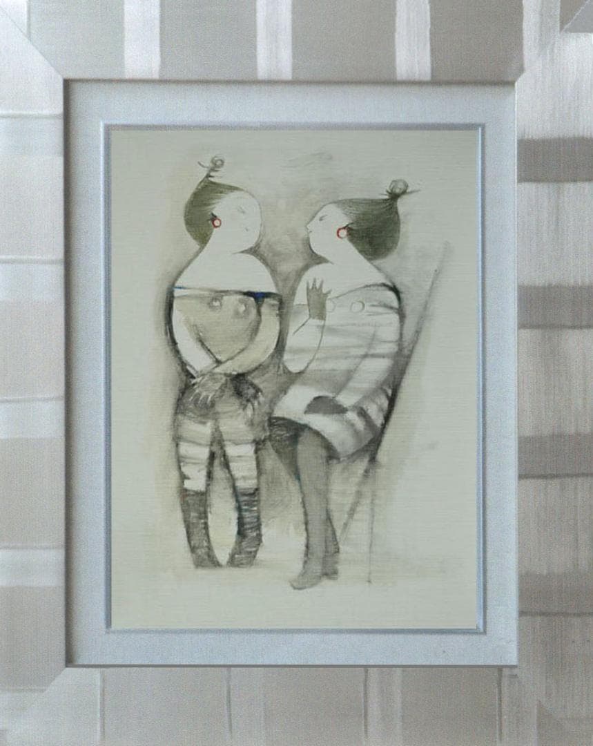 油絵 菅家令子 絵 絵画 インテリア F6-081712 人物 女性 語らい