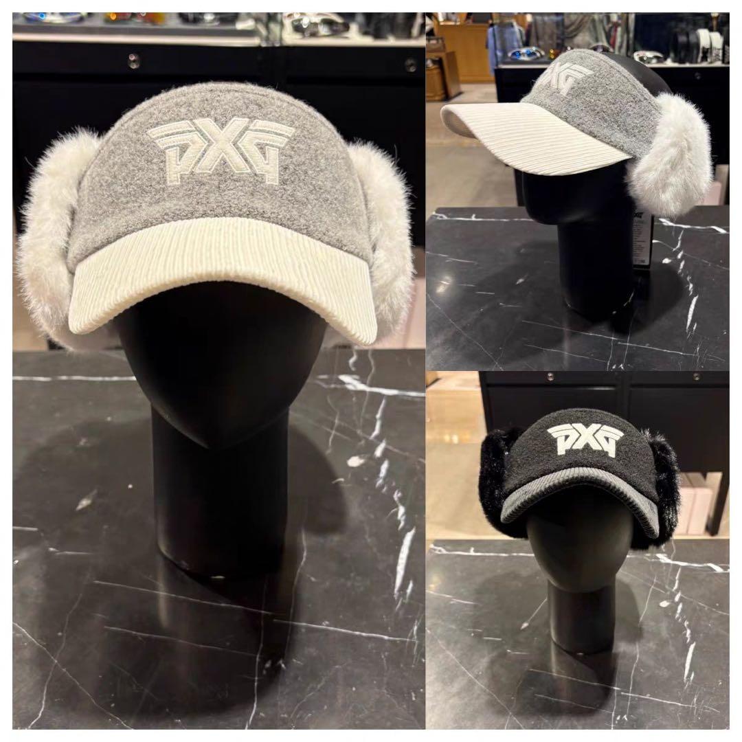 【即発送】PXG ゴルフ キャップ レディース モコモコ 耳当て 帽子 グレー