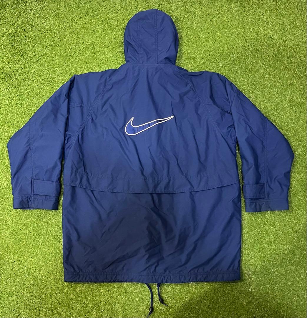90s NIKE 銀タグ スウッシュ 刺繍ロゴ 裏起毛 ナイロンジャケット