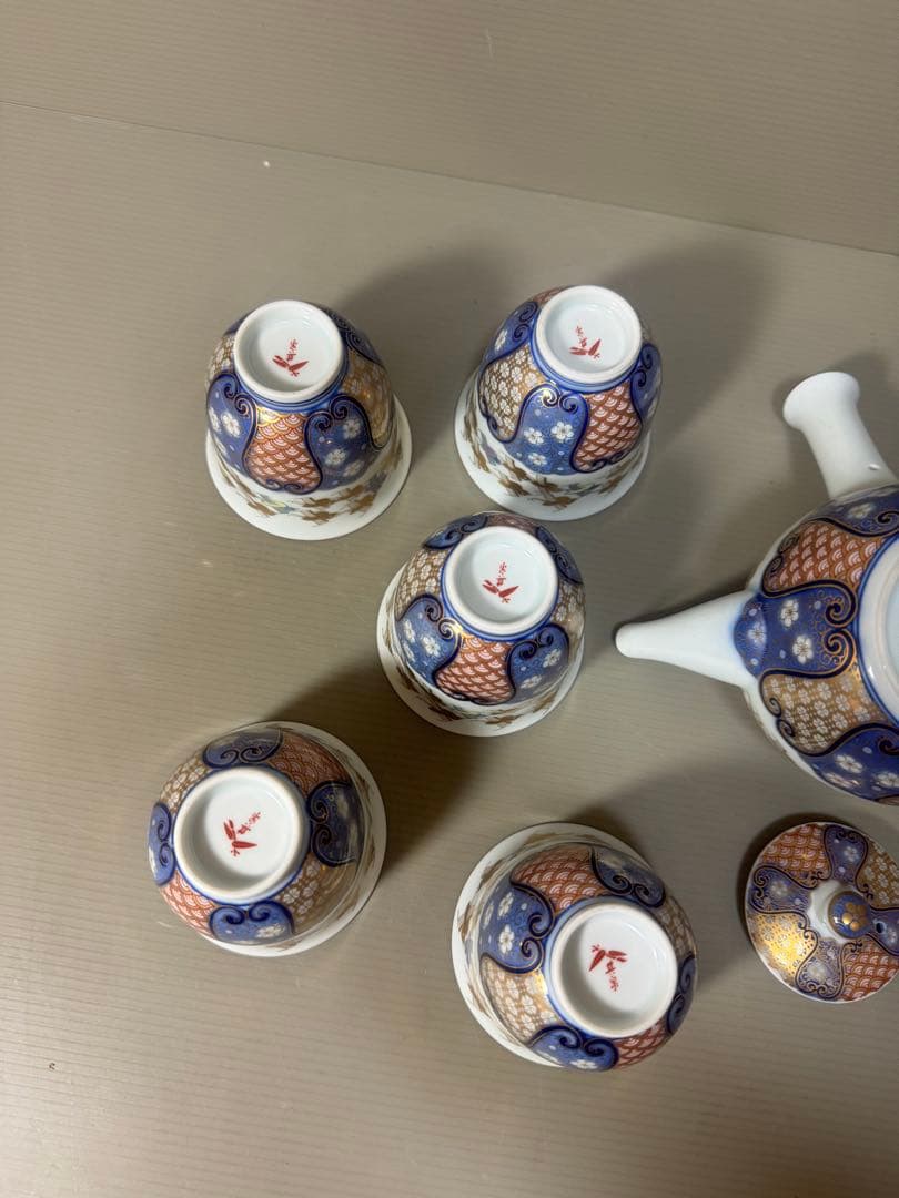 2170 其泉　賞美堂　金彩千鳥祥瑞　茶器セット　急須1客　湯呑5客
