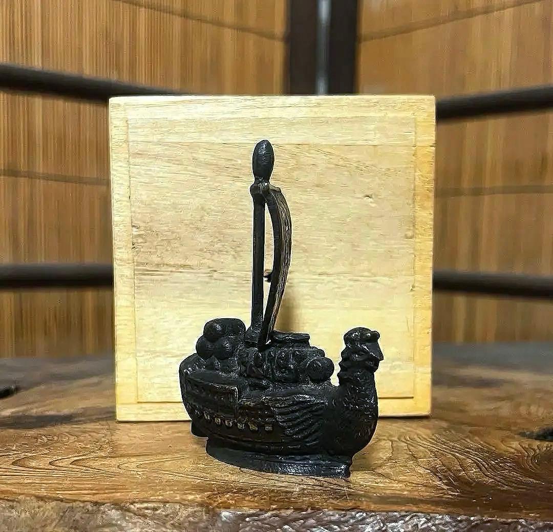古銅 宝船 七福神 水滴 箱付き