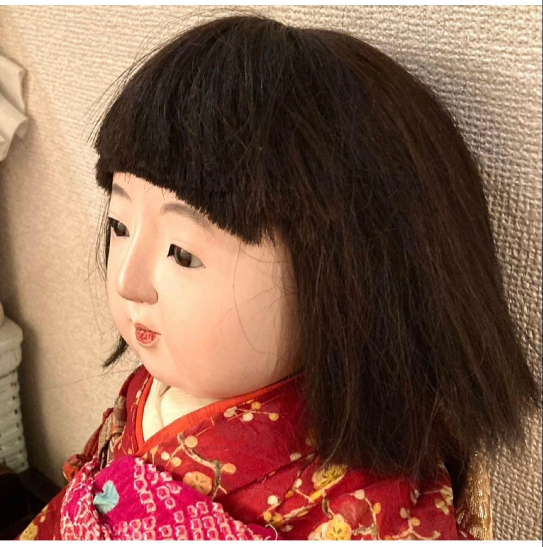 超美品　アンティーク　市松人形　赤　着物　人毛　ドール　大きめ　骨董　和骨董