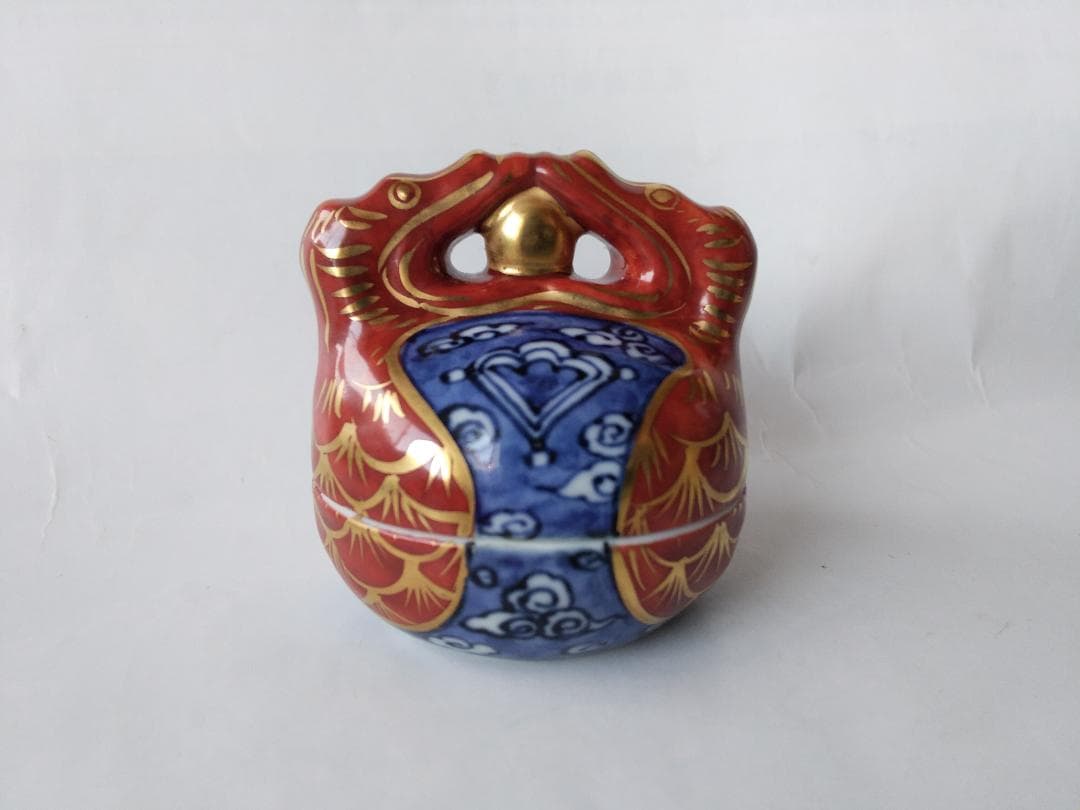 平安 高野昭阿弥 作 宝襴手 木魚香合 茶道具 懐石道具 香合 共箱 新品 です