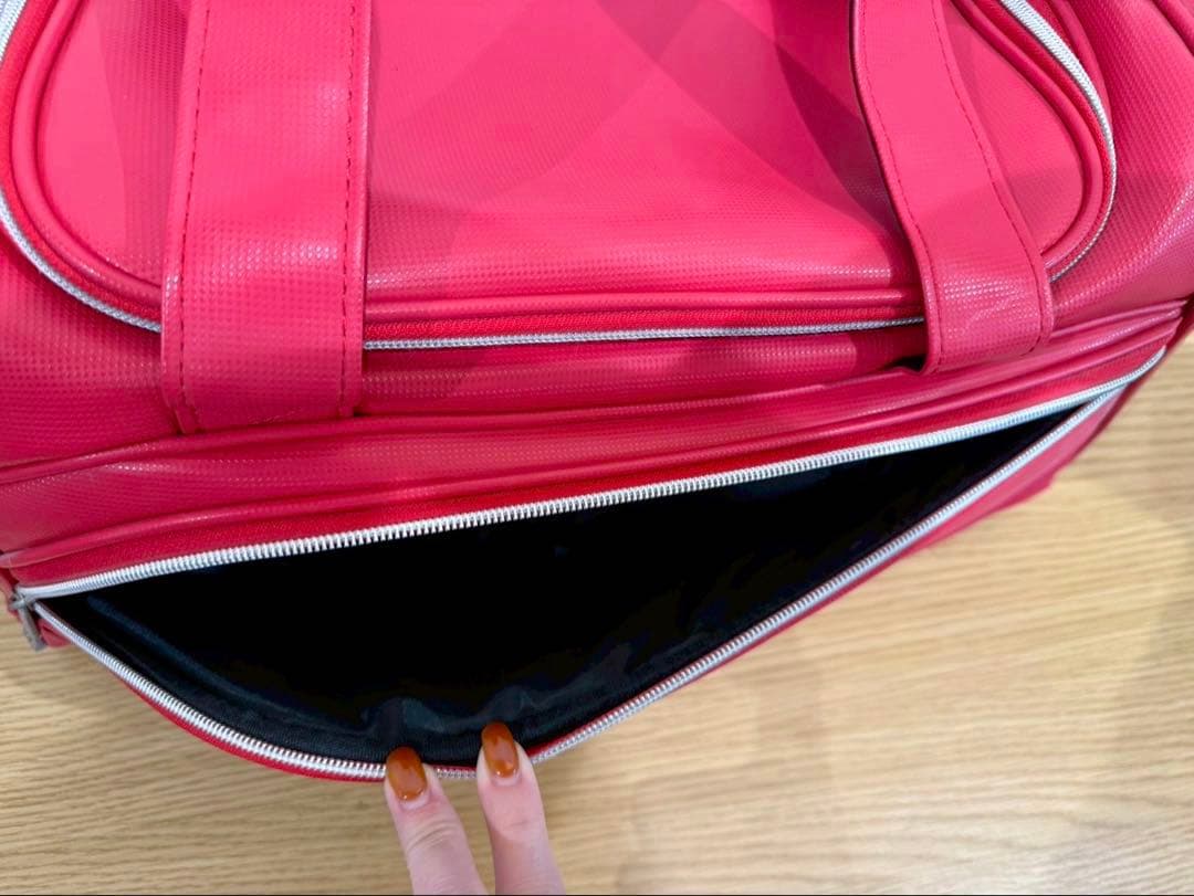 【極美品】J.LINDEBERG 2WAYボストンバッグ 赤 シューズポケット付