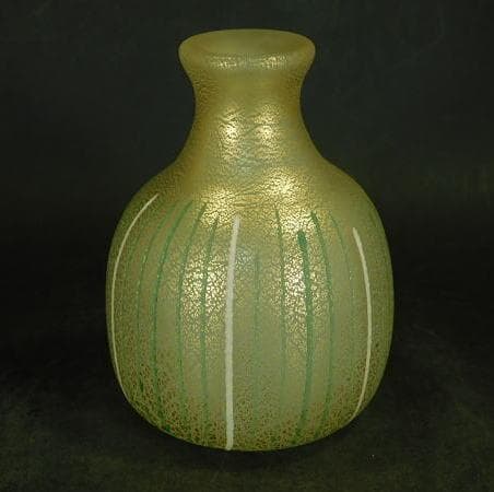 【茶道具　栗原　豊生造　金彩ガラス花瓶（共箱）】