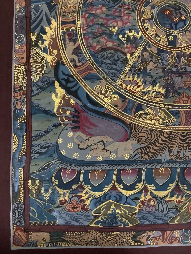 《 チベット密教　新品　1点物 》 手描き　曼荼羅　仏陀　六道輪廻　仏教　c5
