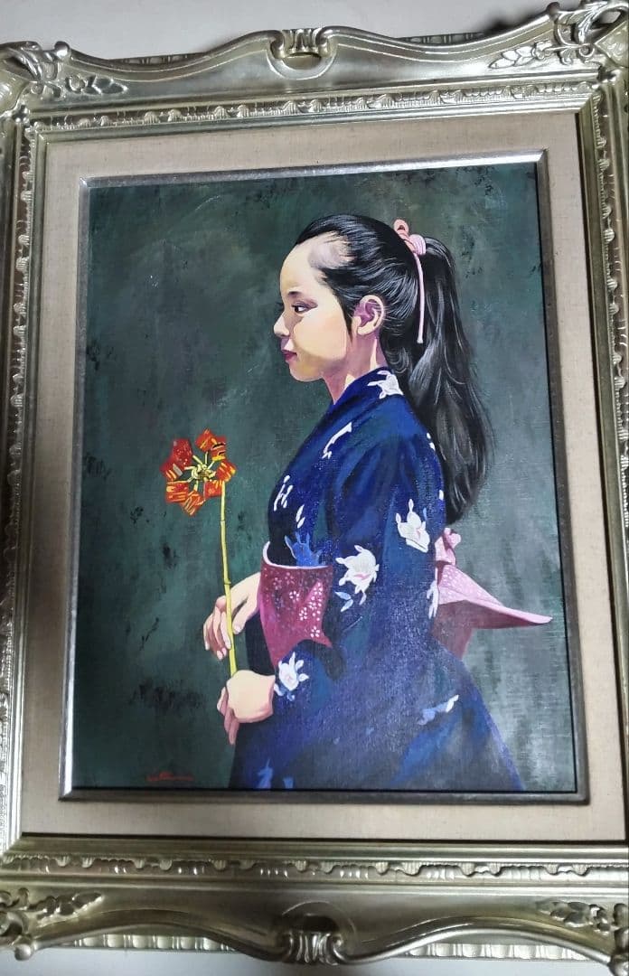清水悦男、絵画、油彩画6F、美人画、舞風、高級額縁、肉筆、高塚省吾、宮永岳彦。