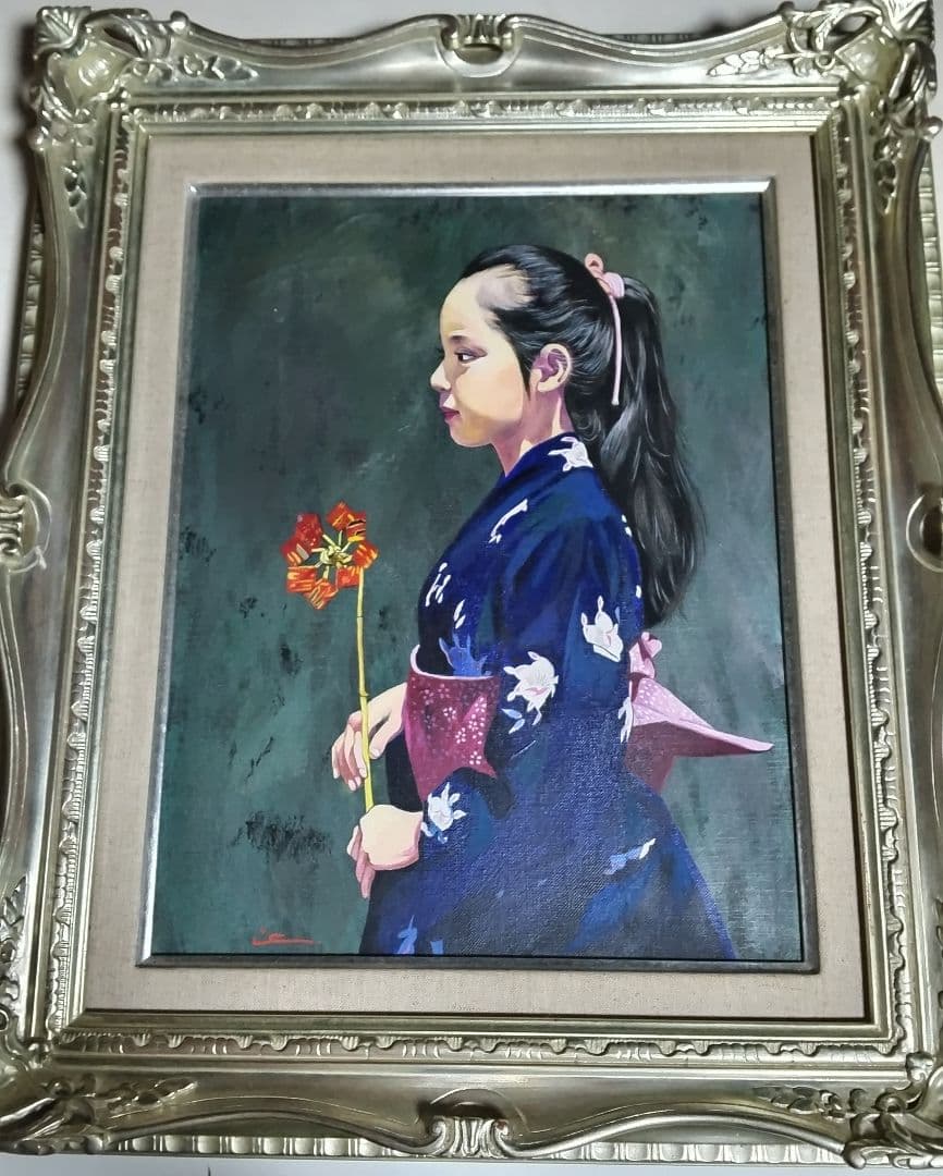 清水悦男、絵画、油彩画6F、美人画、舞風、高級額縁、肉筆、高塚省吾、宮永岳彦。
