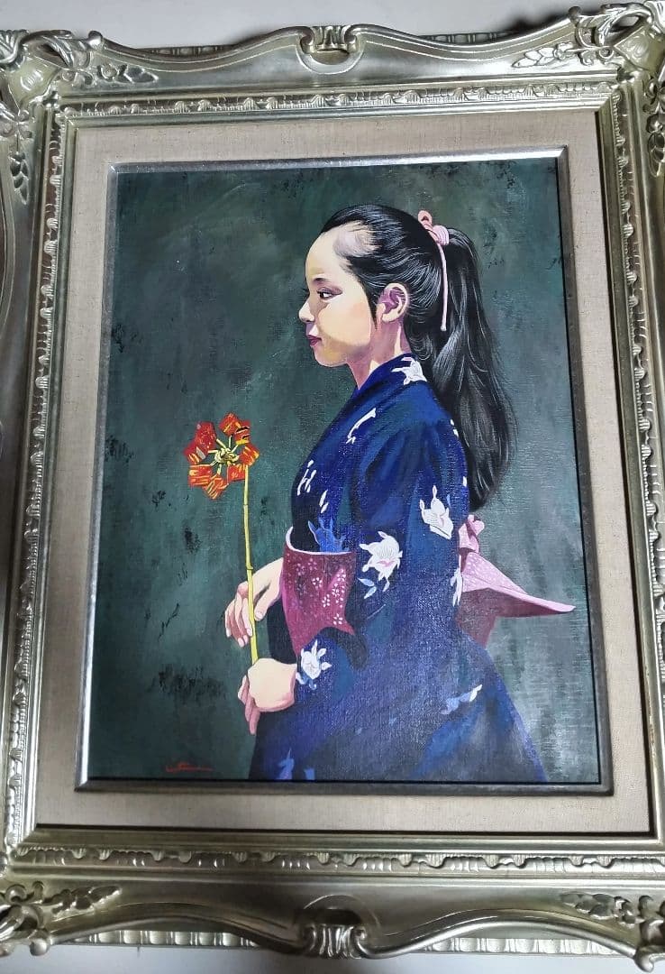 清水悦男、絵画、油彩画6F、美人画、舞風、高級額縁、肉筆、高塚省吾、宮永岳彦。