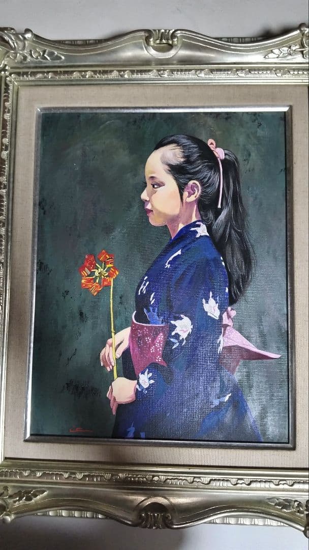 清水悦男、絵画、油彩画6F、美人画、舞風、高級額縁、肉筆、高塚省吾、宮永岳彦。
