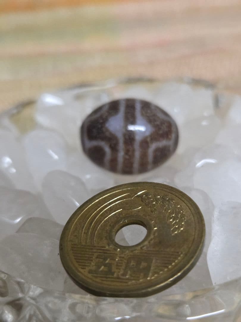 052　天珠　楕円形　虎牙蓮花天珠　dzibeads！