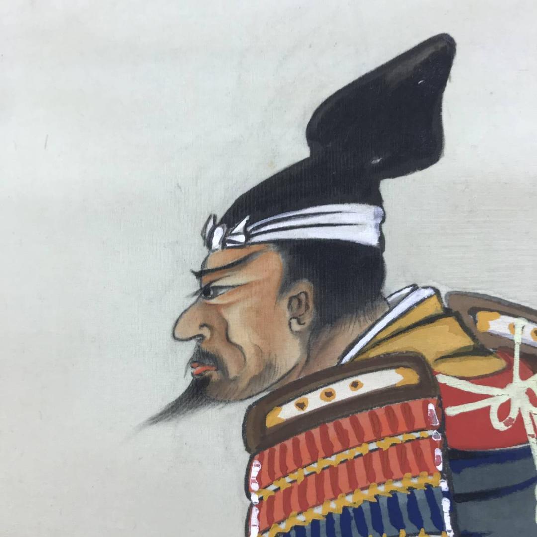 【真作】上田陽愷/武者絵/武士図/合戦場図/掛軸☆宝船☆AD-596
