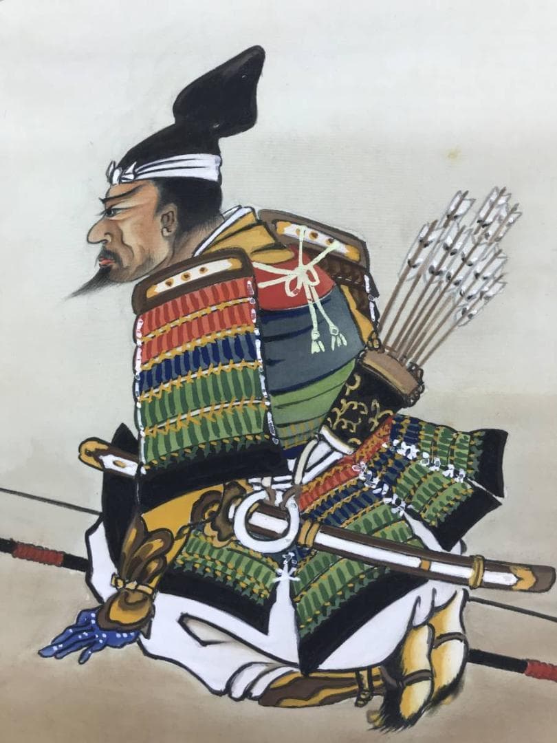 【真作】上田陽愷/武者絵/武士図/合戦場図/掛軸☆宝船☆AD-596