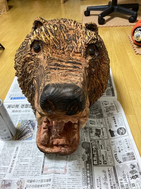 チェーンソーアート　熊　木工　木彫り　一点物