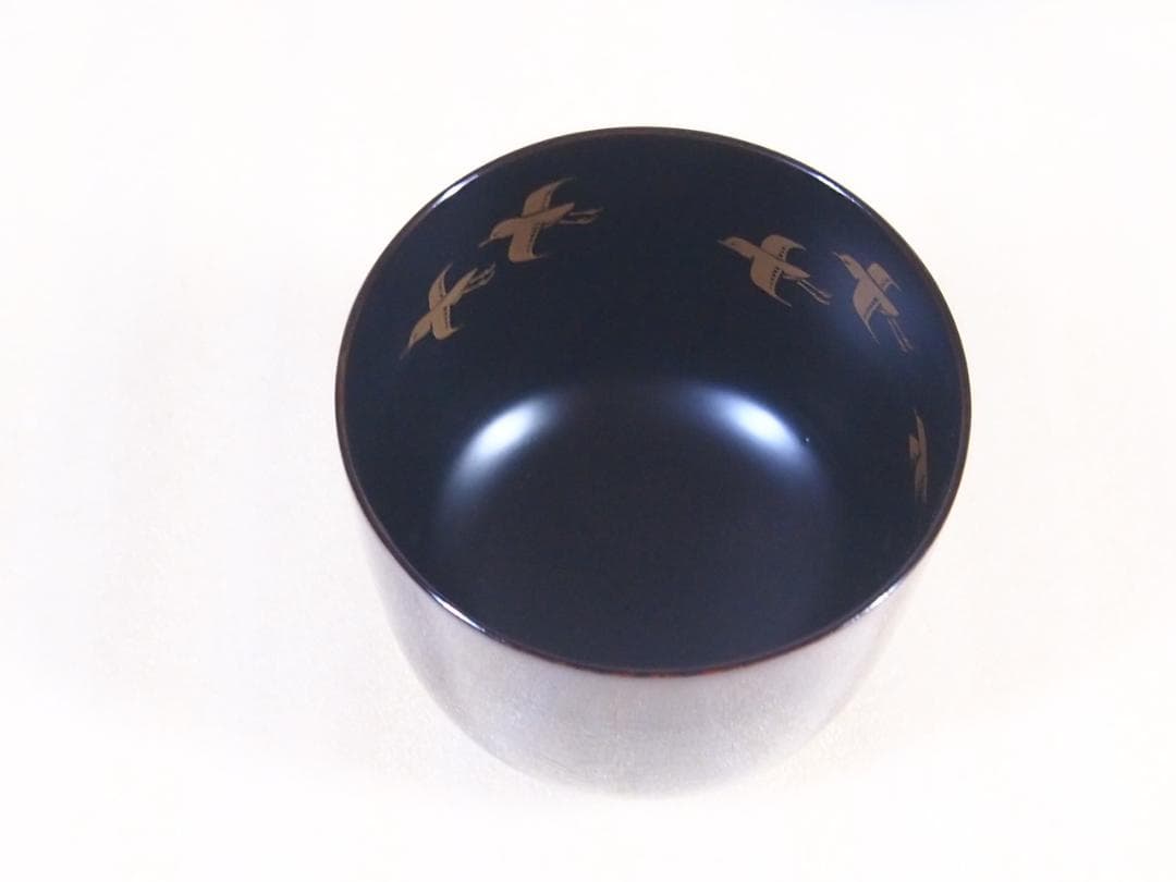 【美品】道場宗廣 溜塗 千鳥蒔絵/水草蒔絵 苫屋棗 なつめ/茶入/薄茶器 漆器