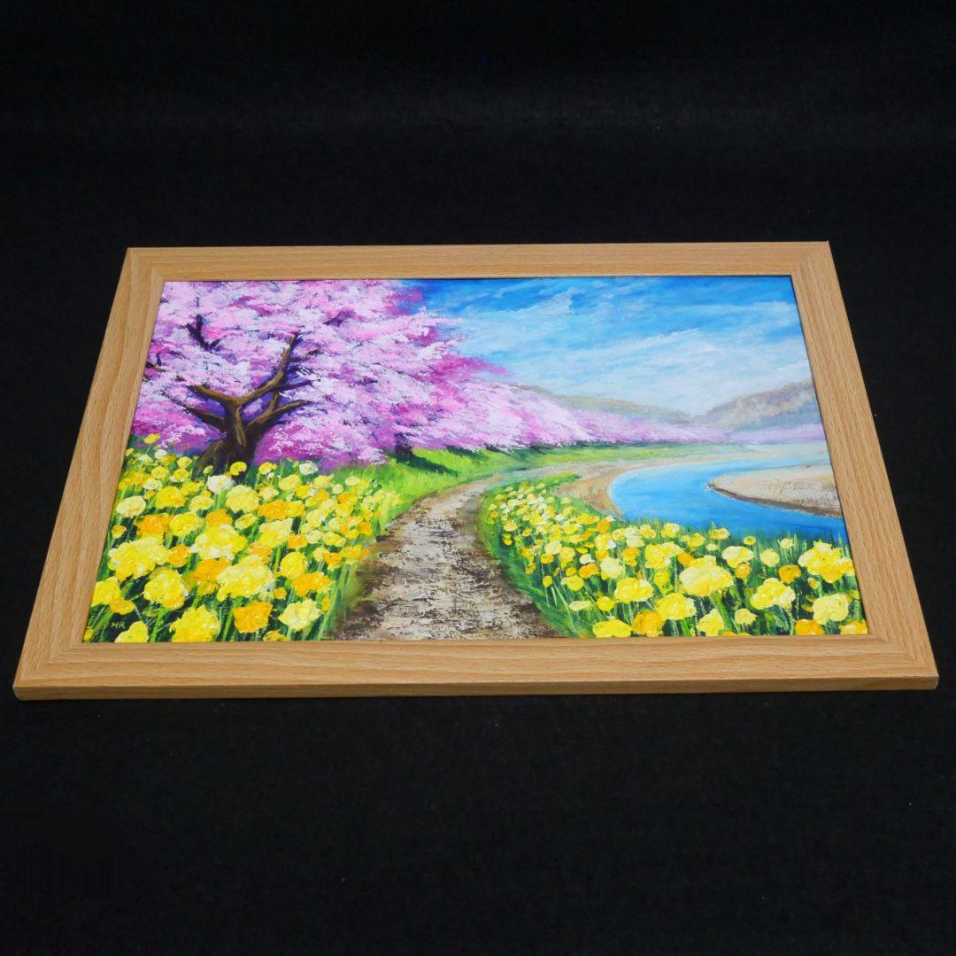 油絵 油彩 油彩画 絵画 絵【早春の桜】