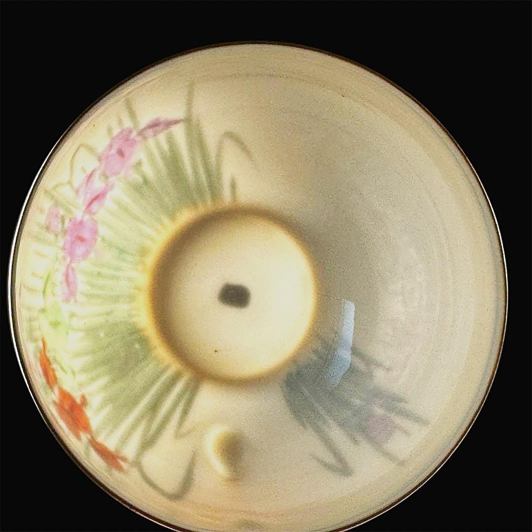 極美品■オールドニッポン 薩摩 エッグシェル 金彩 菖蒲図紋 キャビネットトリオ