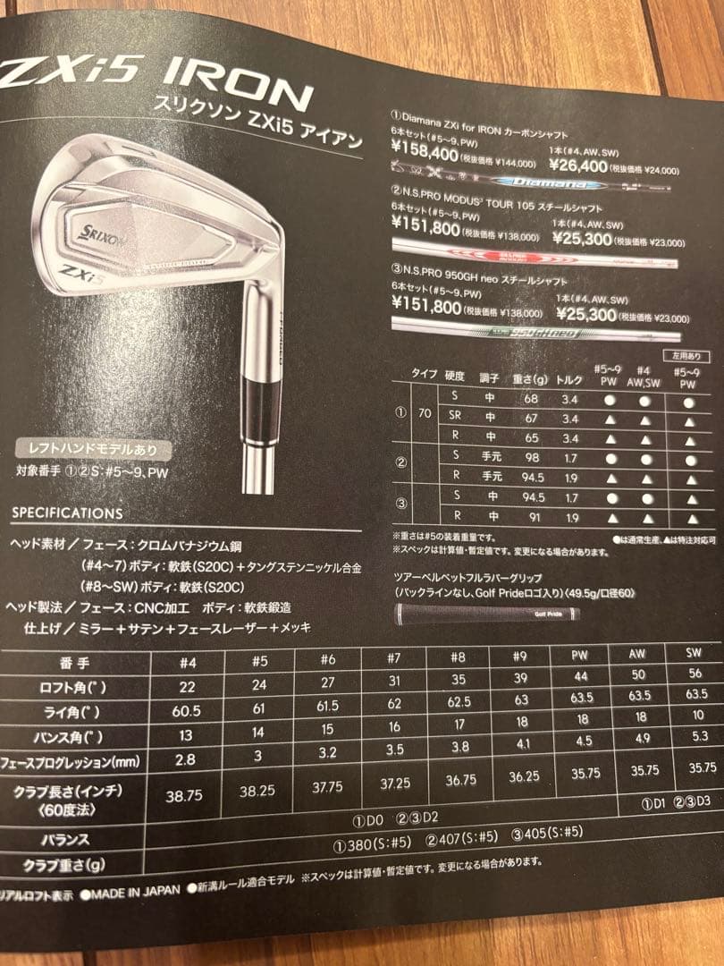 スリクソン ZXi5 N.S.PRO モーダス 105 アイアン 6本セット