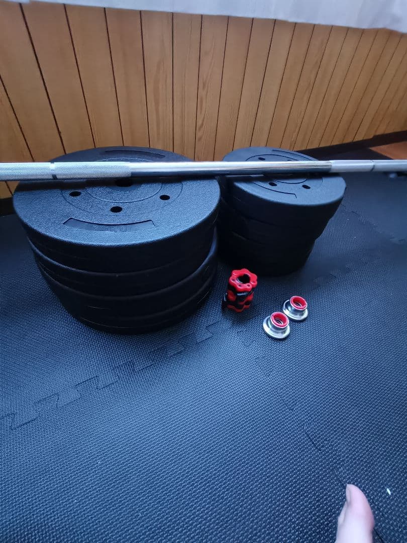 引き取り限定 Wout バーベルセット バーベルシャフト プレート60kg