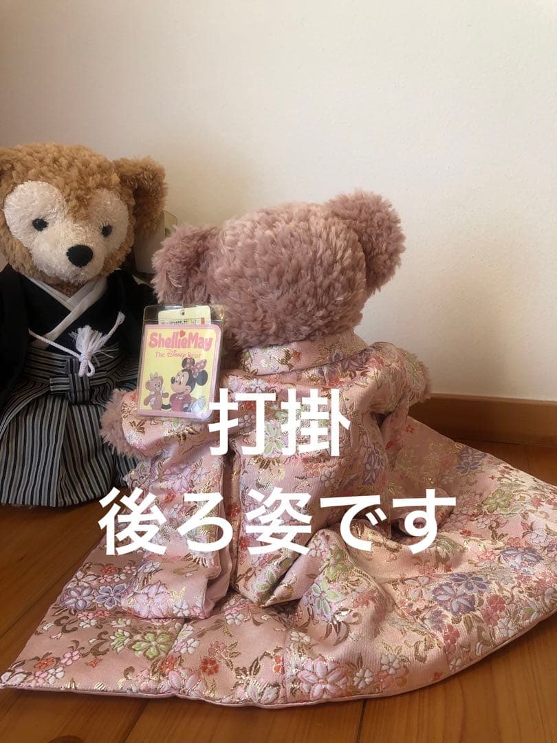 ダッフィとシェリーメイ　袴と打掛ピンク　結婚式　ウェルカムドール