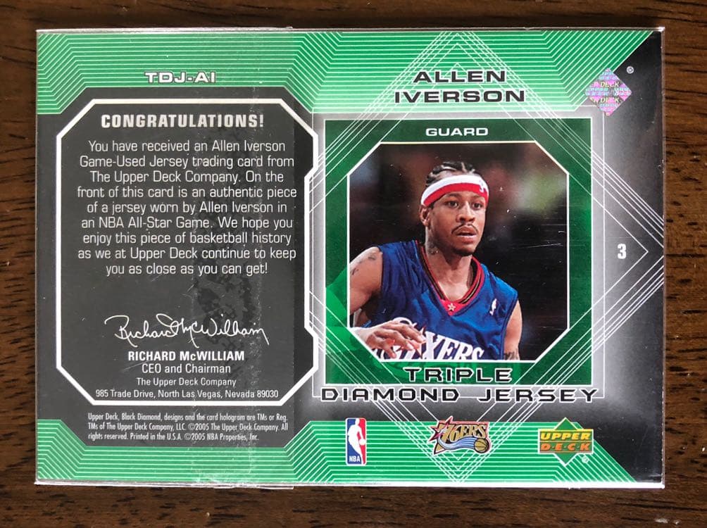 ALLEN IVERSON アレン・アイバーソン  実使用ジャージカード