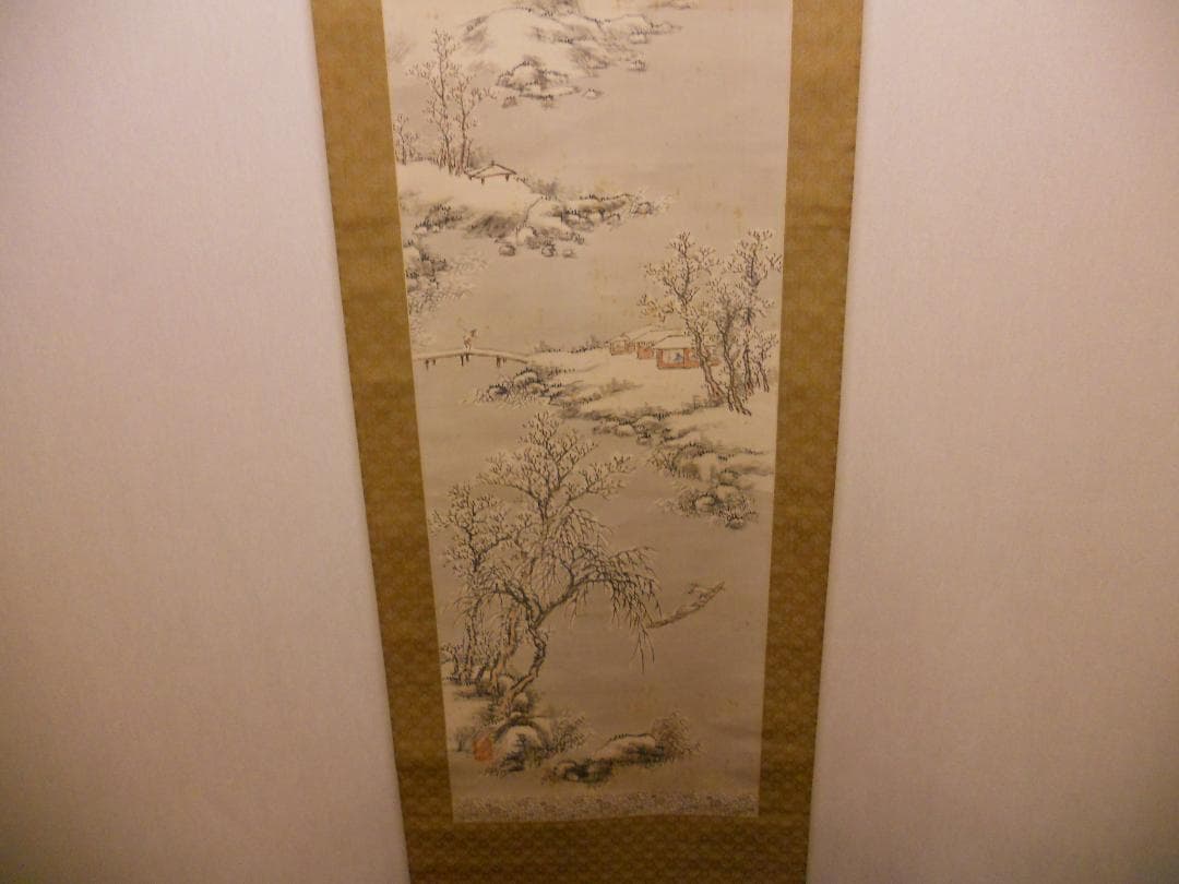 掛け軸 釧雲泉 絹本 希少 南画 山水画 軸装 茶道具 掛軸 です。