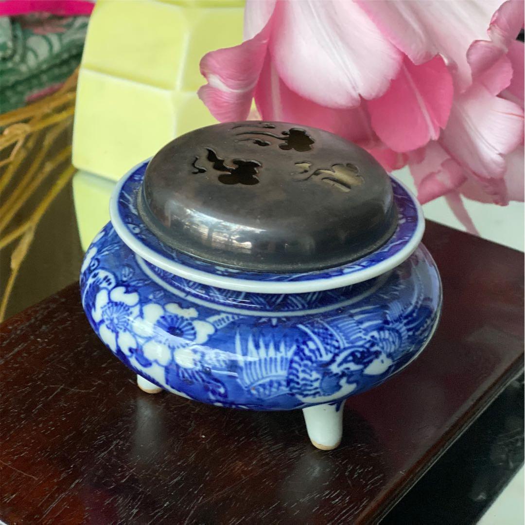 1908様感謝‼️SILVER銀火屋　桜&鳳凰　三つ足香炉　1客