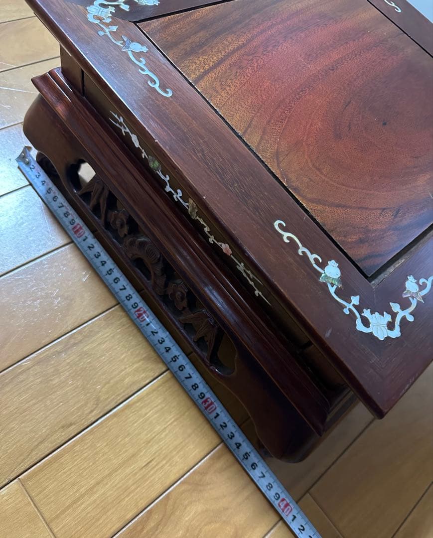 天然木 木製 飾り台(飾台)彫刻 花台 W36cm×H36cm×18cm