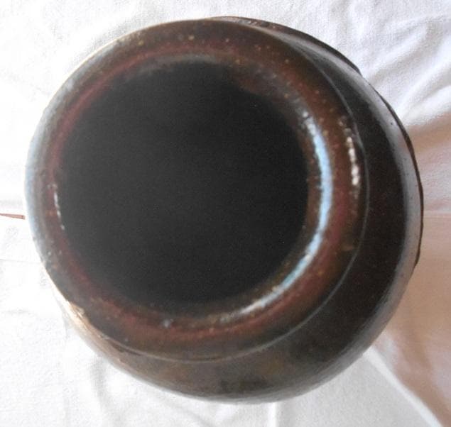 花入り 　古い甕　酢甕　　　骨董品　花瓶